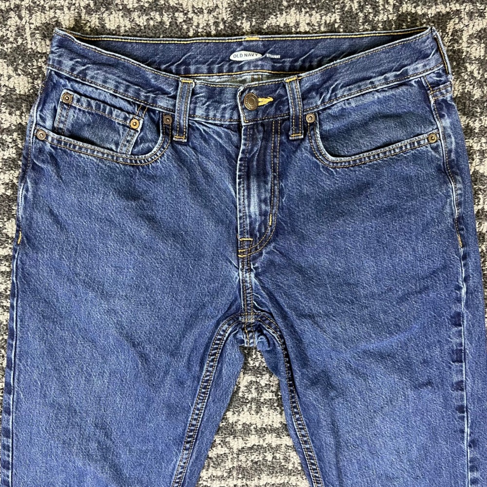 Old Navy Straight Jeans Mens 32x30 Blue Dark Wash Cotton Classic Denim Pants - Picture 7 of 12